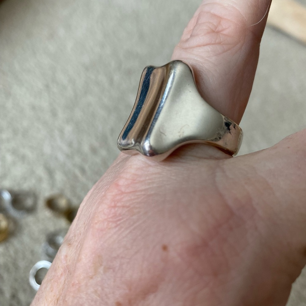 Big Silver Rectangle Ring - image 2
